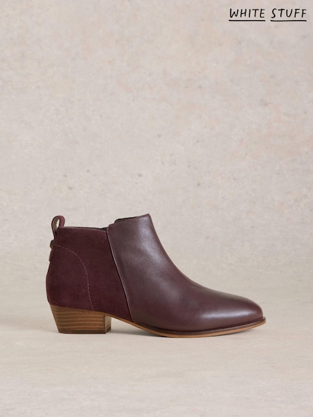 White Stuff Purple Willow Leather Mix Ankle Boots (AC3982) | AED276