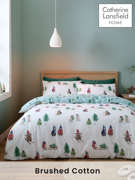 Catherine Lansfield White Brushed 100% Cotton Snowy Penguin Duvet Cover Set (AC4028) | €27 - €47