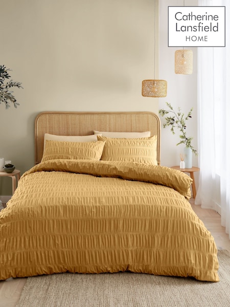 Catherine Lansfield Caramel Seersucker Easy Care Duvet Cover Set (AC4030) | €29 - €50