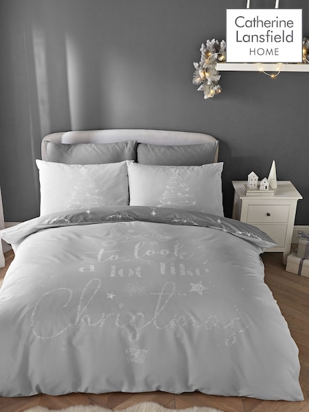Catherine Lansfield Silver Grey A Lot Like Christmas Reversible Duvet Cover Set (AC4032) | €24 - €40