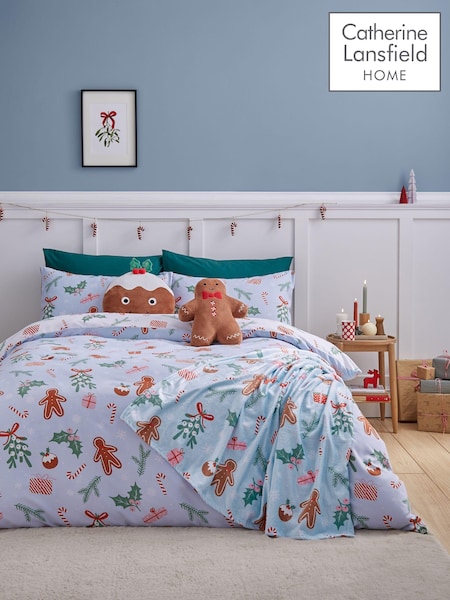 Catherine Lansfield Blue Christmas Gingerbread Man Duvet Cover Set (AC4037) | €23 - €37