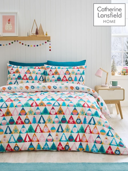 Catherine Lansfield Multicolour Christmas Geo Brights Reversible Duvet Cover Set (AC4045) | €24 - €40