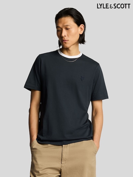 Lyle & Scott Blue Cotton Contrast Collar Superfine T-Shirt (AC4054) | €23