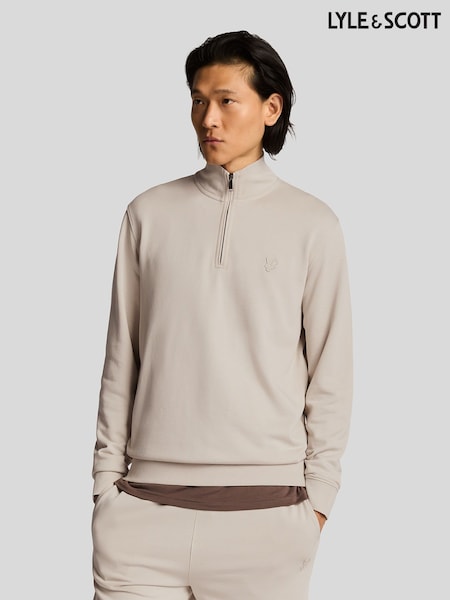 Lyle & Scott Natural Superfine Quarter Zip Cotton Sweatshirt (AC4060) | €113