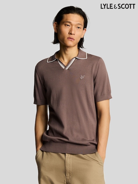Lyle & Scott Tipped Knitted Open Collar Cotton Polo Shirt (AC4061) | ‏466 د.إ.‏