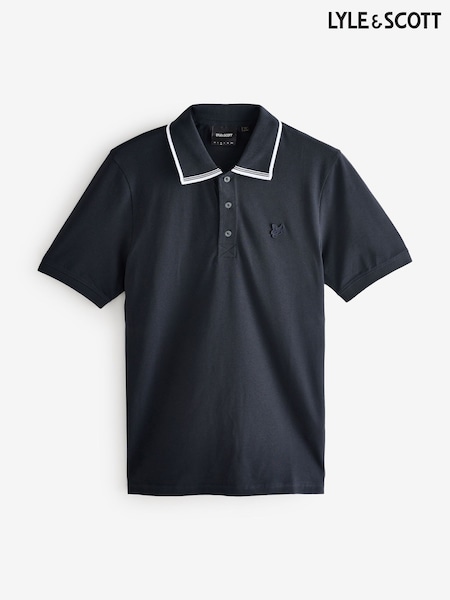 Lyle & Scott Blue Tipped Superfine Polo Shirt (AC4082) | 173 QAR