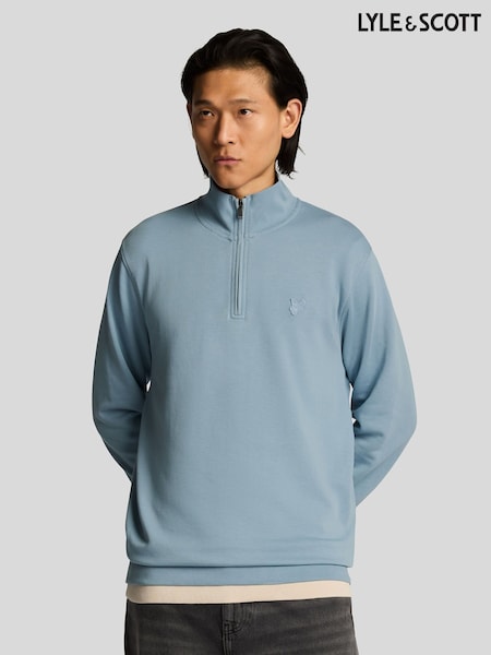 Синій - Lyle & Scott Superfine Quarter Zip Cotton світшот (AC4085) | 4 806 грн
