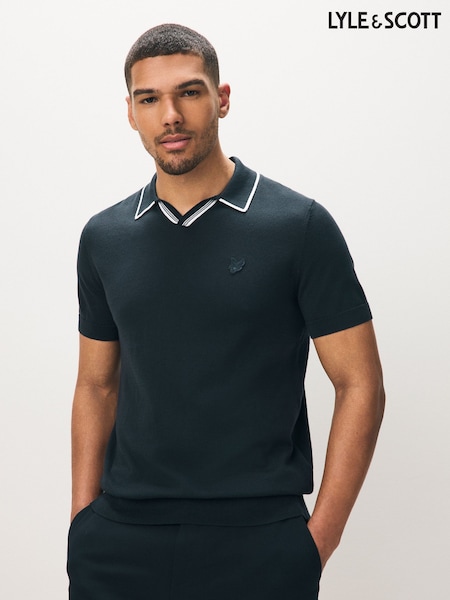 Lyle & Scott Cotton Tipped Knitted Open Collar Polo Jumper (AC4086) | ‏466 د.إ.‏