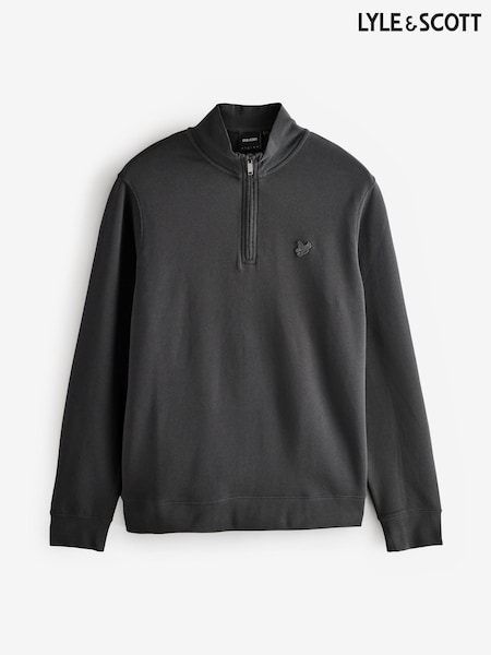 Lyle & Scott Grey Superfine Quarter Zip Cotton Sweatshirt (AC4087) | AED233