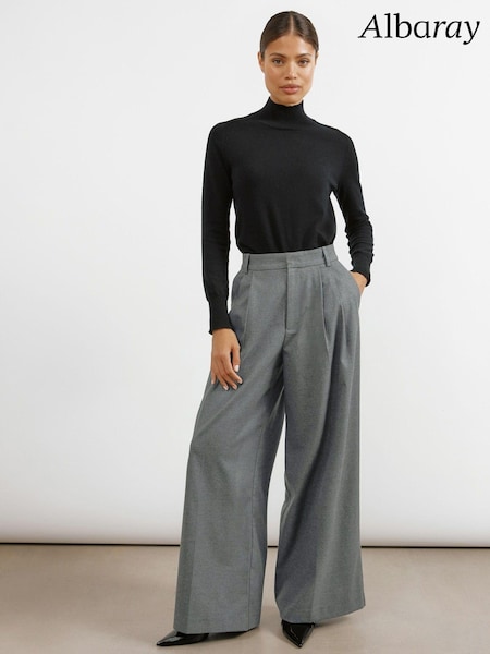 Albaray Grey Flannel Pleat Front Trousers (AC4105) | €59