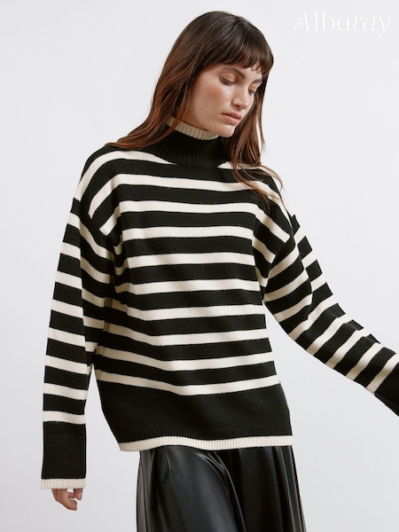 Albaray Stripe Turtle Neck Black Jumper (AC4111) | 411 LEI