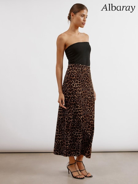 Albaray Animal Print Midi Brown Skirt (AC4121) | €63