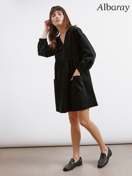 Albaray Cord Pocket Mini Black Dress (AC4143) | €52