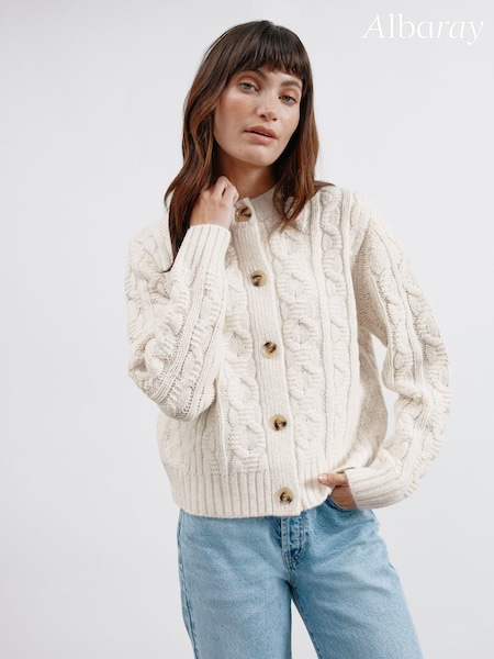 Albaray Cream Cable Cardigan (AC4153) | AED259