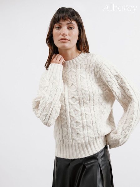 Albaray Cream Cable Crew Neck Jumper (AC4156) | 464 LEI