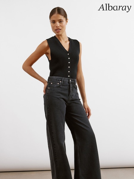 Albaray Full Length Wide Leg Black Jeans (AC4161) | €140