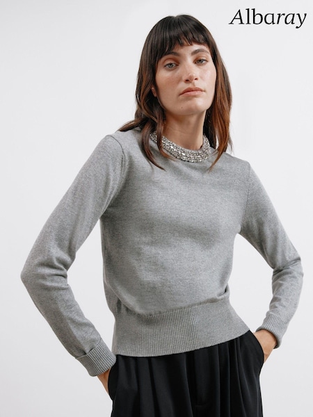 Albaray Grey Diamante Trim Jumper (AC4184) | €56