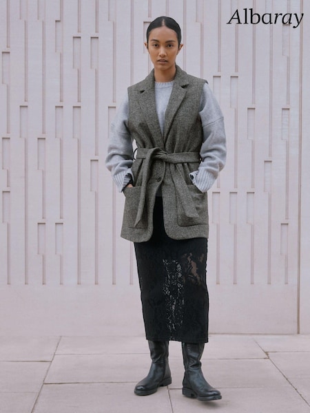 Albaray Grey Herringbone Sleeveless Jacket (AC4191) | €72