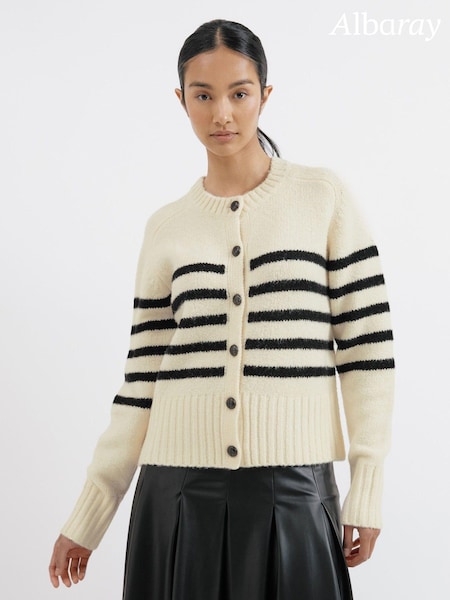 Albaray Stripe Button Through Cream Cardigan (AC4197) | € 72