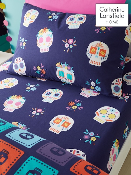 Catherine Lansfield Purple Sugar Skull Fiesta Fitted Sheet (AC4220) | €14.50 - €17.50