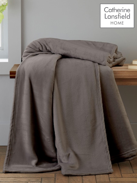 Catherine Lansfield Charcoal Grey Raschel Soft Velvet Touch Throw (AC4243) | €17