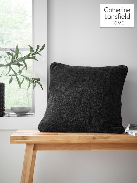 Catherine Lansfield Black Wilson Plain Chenille Cushion (AC4248) | $21