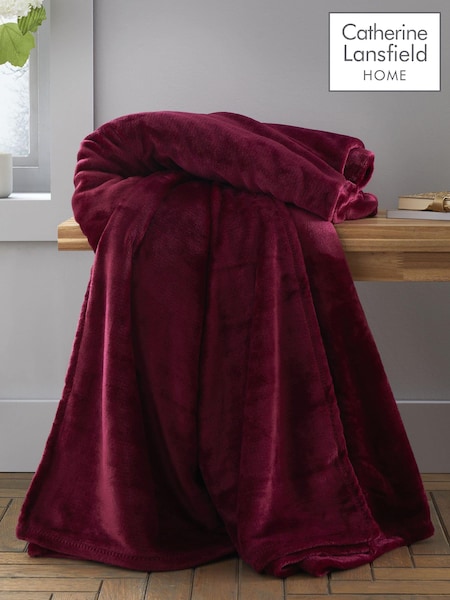 Catherine Lansfield Burgundy Red Raschel Soft Velvet Touch Throw (AC4253) | 64 QAR