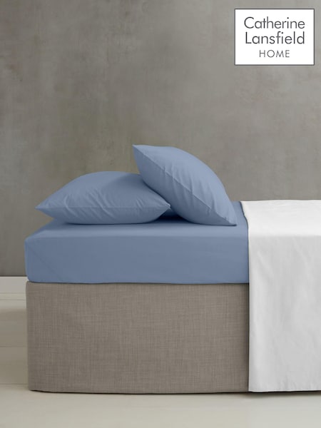 Catherine Lansfield Chambray Blue Percale Fitted Sheet (AC4259) | AED64 - AED105
