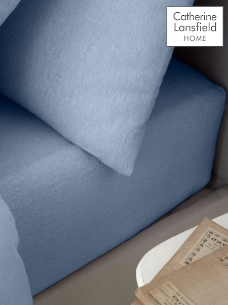 Catherine Lansfield Chambray Blue 100% Cotton Fitted Sheet (AC4260) | €16 - €27