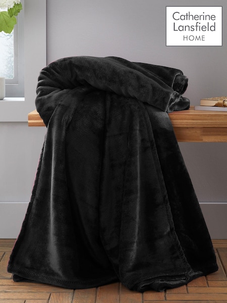 Catherine Lansfield Black Raschel Soft Velvet Touch Throw (AC4268) | $22