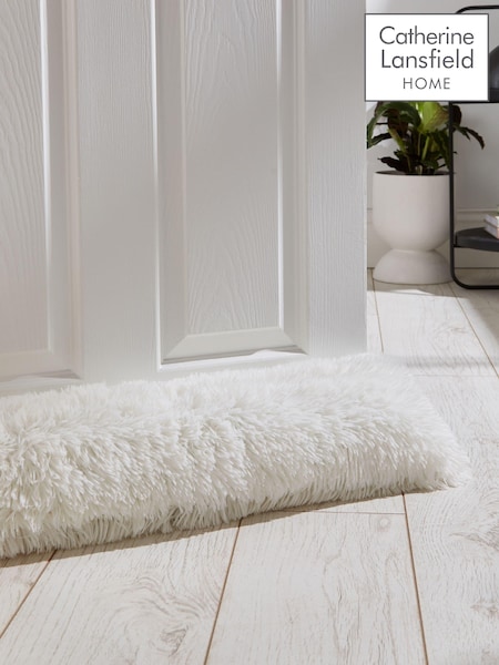 Catherine Lansfield Cream Cuddly Deep Pile Faux Fur Draught Excluder Cushion (AC4284) | 64 QAR