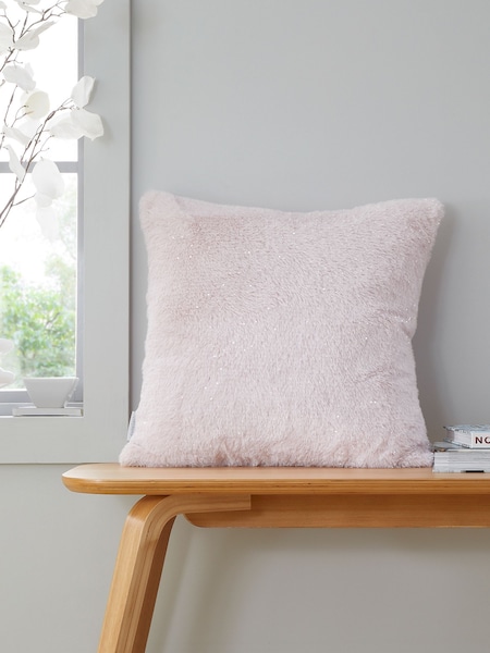 Catherine Lansfield Blush Pink Soft and Cosy Glamour Faux Fur Cushion (AC4313) | €22