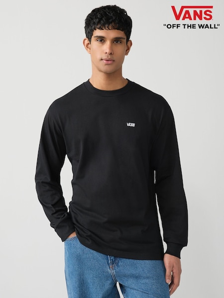 Vans Mens Loose Fit  Small Logo Long Sleeved 100% Cotton Black T-Shirt (AC4379) | €53