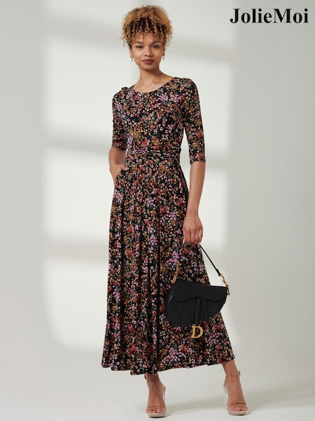 Jolie Moi Black Lisa Round Neck Jersey Dress (AC4380) | € 50