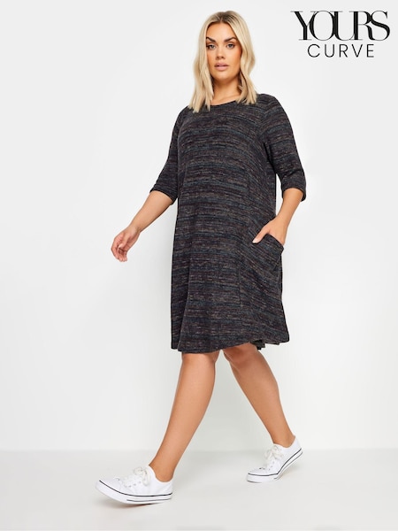 Yours Curve Black Textured Pocket Dress (AC4400) | €44