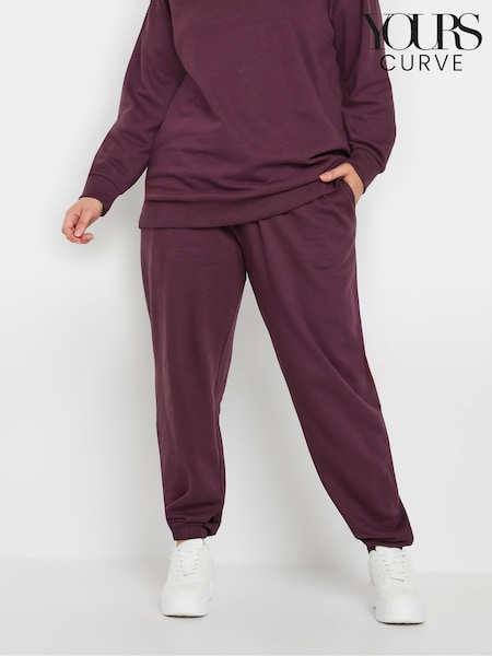 Yours Curve Burgundy Red Cuffed Joggers (AC4402) | €29