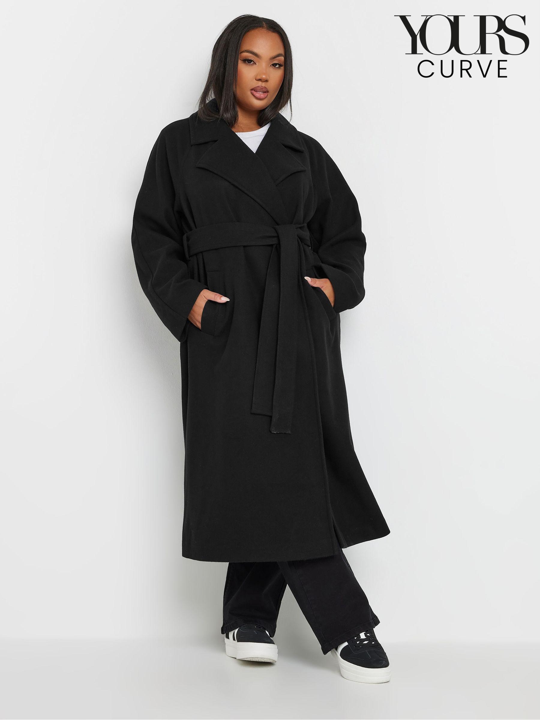 Women s Coats Yours Curve Black Long Coatsandjackets Next United Arab Emirates