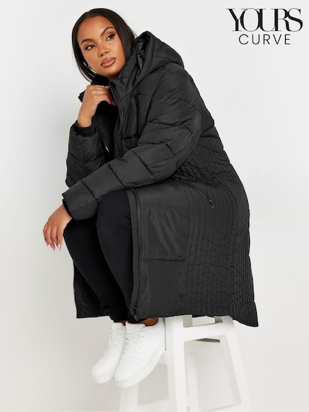 Yours Curve Black Sporty Mid Weight Padded Coat (AC4418) | kr1 014