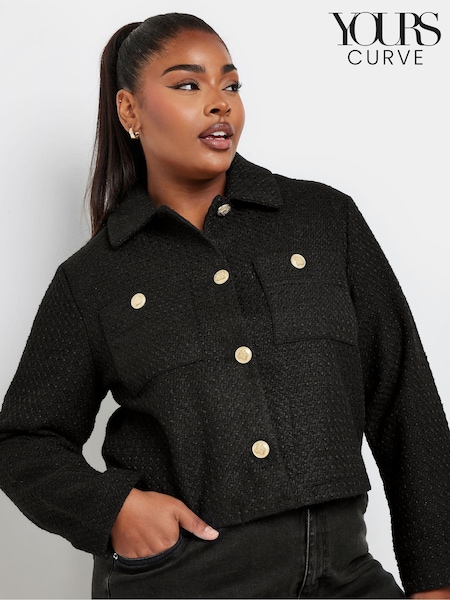 Yours Curve Black Boucle Short Jacket (AC4433) | R$ 505
