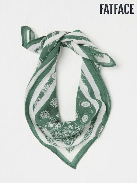FatFace Green Bandana Printed Square Scarf (AC4540) | €16