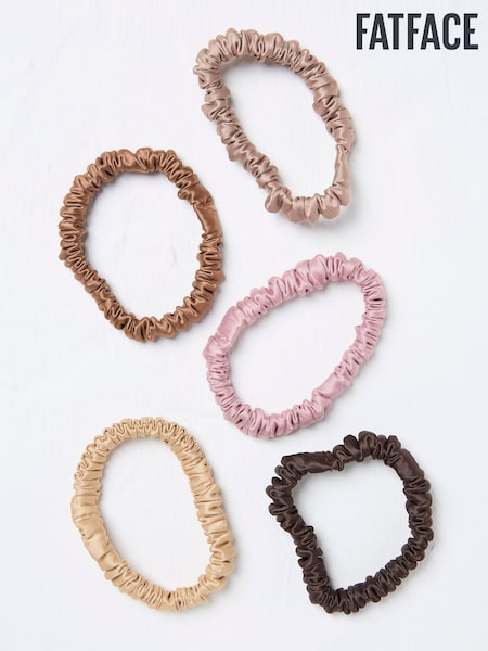 FatFace Brown Plain Satin Scrunchies 5 Pack (AC4542) | €14