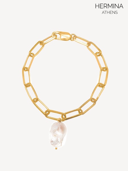 Hermina Athens Gold Plated Asemi Baroque Pearl Bracelet (AC4586) | € 148