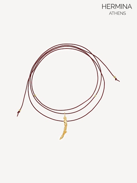 Hermina Athens Tone Molten Coral Leather Cord Necklace (AC4588) | 148 €