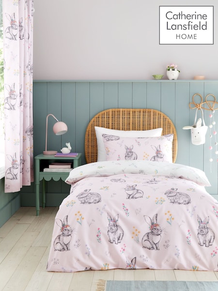 Catherine Lansfield Pink Bunny Tail Ditsy Flower Reversible Duvet Cover Set (AC4608) | €18.50 - €31