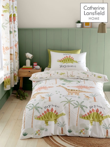 Catherine Lansfield Green Sleepy Dinosaur Reversible Duvet Cover Set (AC4609) | €18 - €30