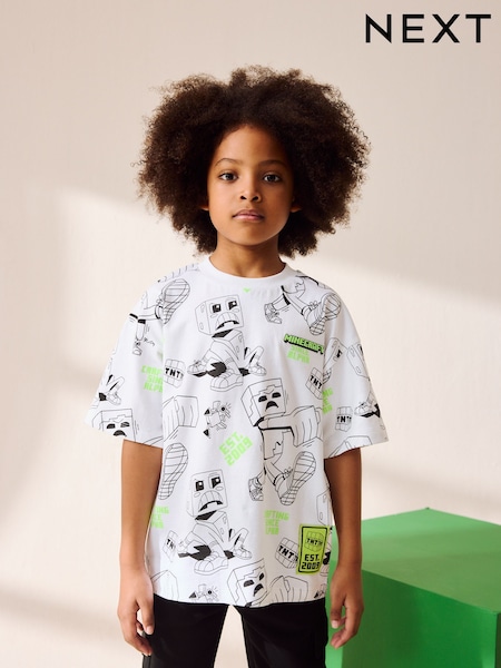 White All Over Print Licensed Minecraft T-Shirt (3-16yrs) (AC4710) | € 18 - € 23