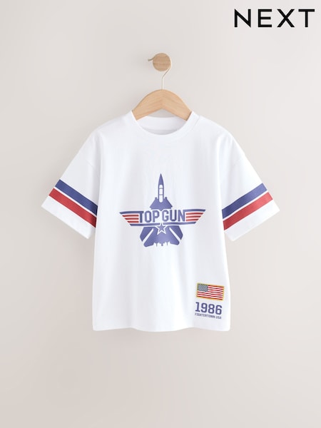 White Top Gun 100% Cotton T-Shirt (3-16yrs) (AC4711) | €17 - €20