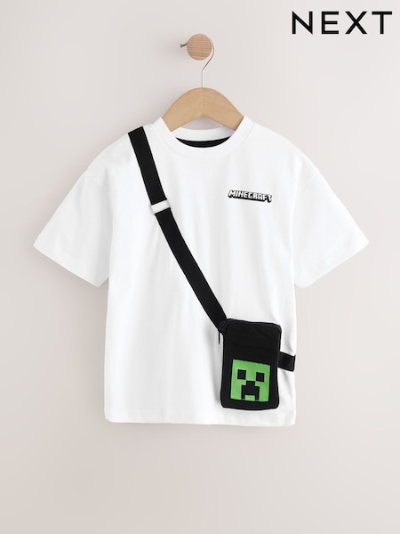 White Licensed Minecraft Bag T-Shirt (3-16yrs) (AC4712) | € 21 - € 26