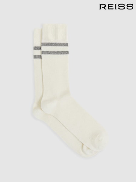 Экрю/мягкий серый - Reiss Alcott Striped Socks With Wool And Cashmere (AC4740) | €23