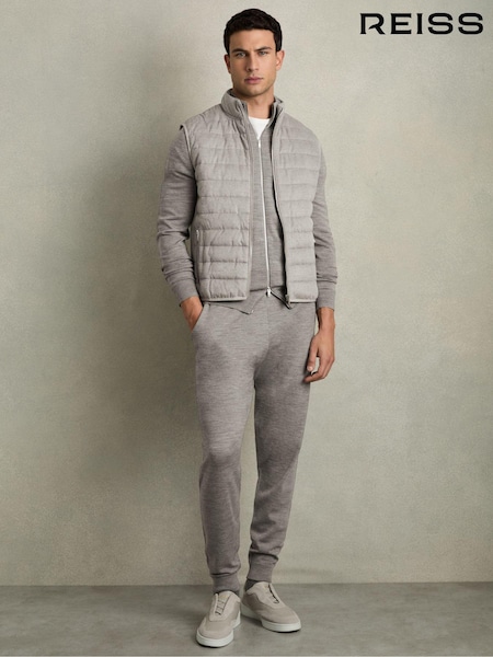 Warm Grey Melange - Reiss Billings Merino-blend Stretch Joggers (AC4753) | ‏933‏₪